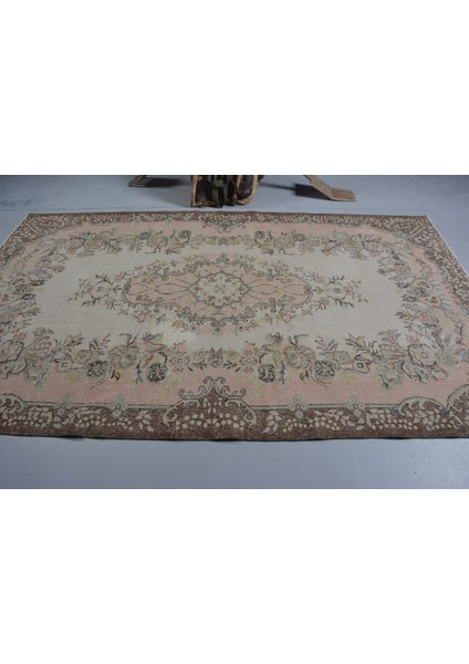 Türk Halısı, Eskitme Halı, Halı, 176 x 297 cm Bej Halı, El Yapımı Oturma Odası Halı, 11422