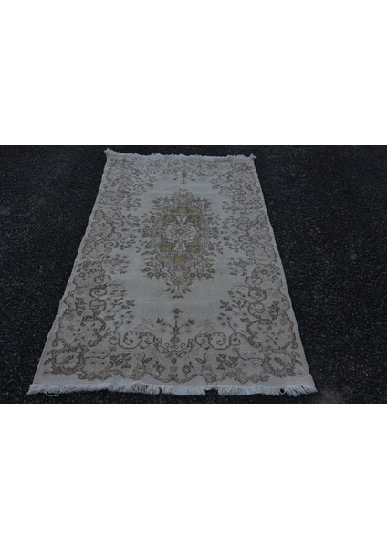 Eskitme Halı, Türk Halısı, Halı, 117 x 210 cm Bej Halı, Dekoratif Banyo Halı, El Yapımı Alan Halı, 33