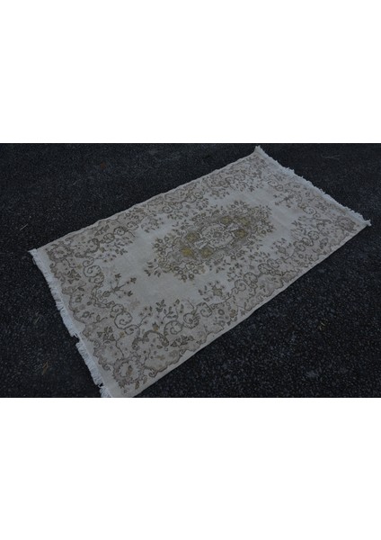 Eskitme Halı, Türk Halısı, Halı, 117 x 210 cm Bej Halı, Dekoratif Banyo Halı, El Yapımı Alan Halı, 33