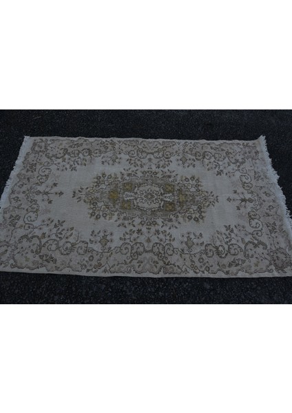 Eskitme Halı, Türk Halısı, Halı, 117 x 210 cm Bej Halı, Dekoratif Banyo Halı, El Yapımı Alan Halı, 33