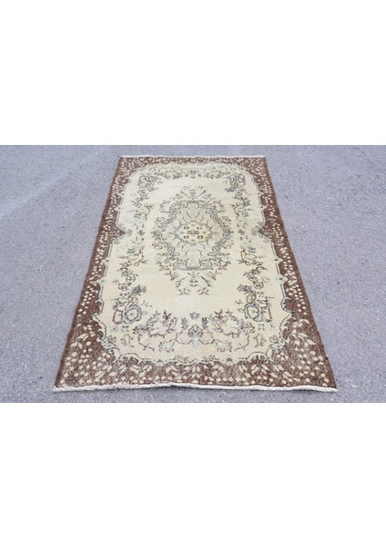 Türk Halısı, Eskitme Halı, Halı, 114 x 210 cm Bej Halı, Bohemsı Alan Halı, El Dokuma Banyo Halı, 6973