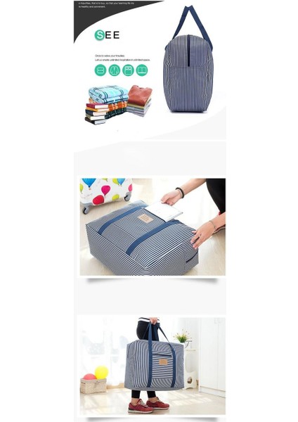 Çizgili Desen Seyahat Bagaj Çanta Giysi Depolama Organizatör Çanta Fermuar Büyük Kapasiteli Yorgan Bitirme Çantası Dolap Organizatör Kutusu | Katlanabilir Saklama Torbaları (Yurt Dışından) modelleri