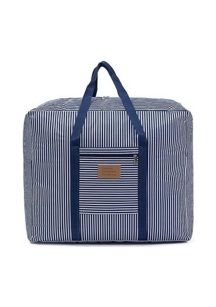 Çizgili Desen Seyahat Bagaj Çanta Giysi Depolama Organizatör Çanta Fermuar Büyük Kapasiteli Yorgan Bitirme Çantası Dolap Organizatör Kutusu | Katlanabilir Saklama Torbaları (Yurt Dışından)