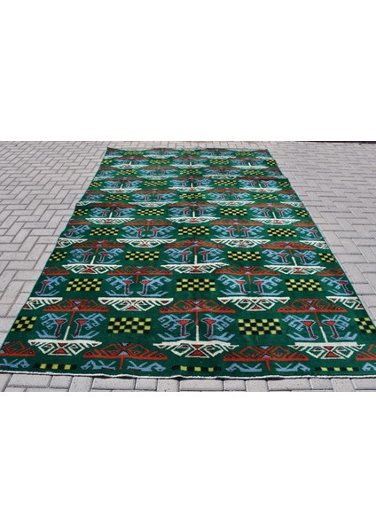 Kayra Export Türk Halısı, Eskitme Halı, Halı, 204 x 316  cm  Yeşil Halı, Kabilesı Büyük Halı, El Dokuma Salon Halı,