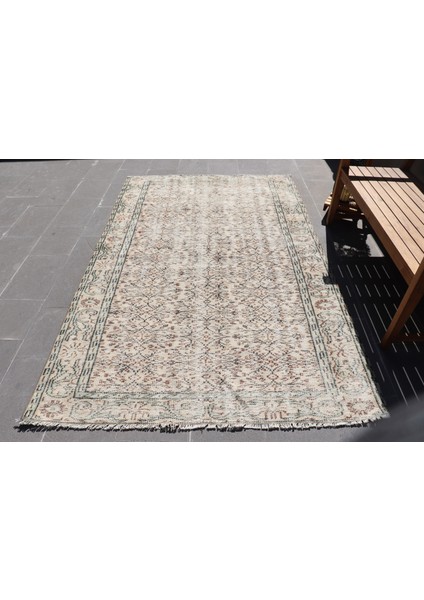 Türk Halısı, Eskitme Halı, Halı, 157 x 250 cm Bej Halı, Dekoratif Salon Halı, Yün Büyük Halı, 4515