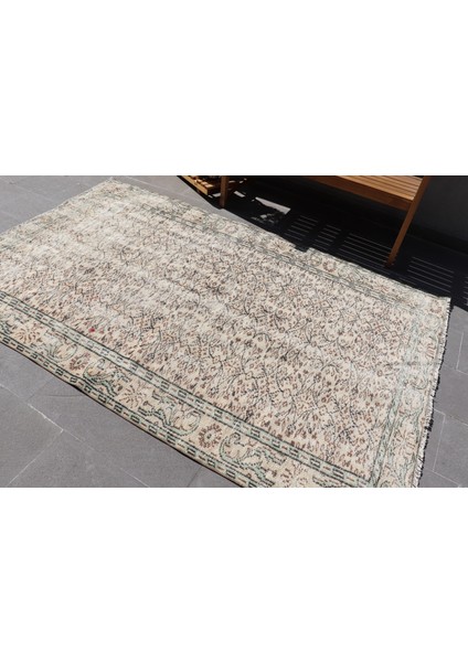 Türk Halısı, Eskitme Halı, Halı, 157 x 250 cm Bej Halı, Dekoratif Salon Halı, Yün Büyük Halı, 4515