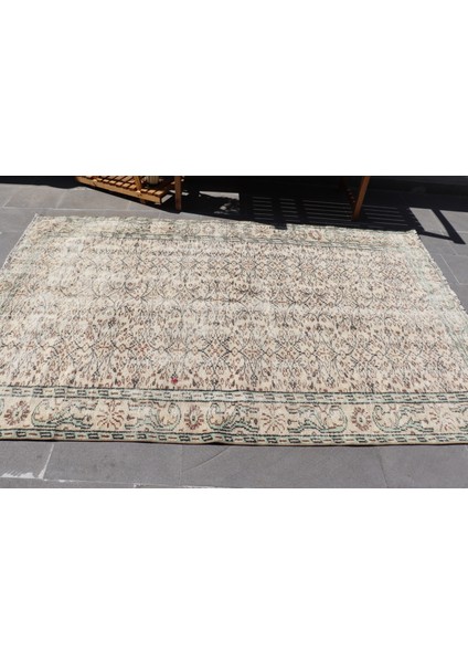 Türk Halısı, Eskitme Halı, Halı, 157 x 250 cm Bej Halı, Dekoratif Salon Halı, Yün Büyük Halı, 4515