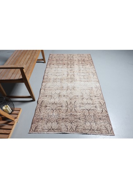 Türk Halısı, Eskitme Halı, Halı, 107 x 220 cm Bej Halı, Banyo Halı, Dekoratif Banyo Halı, 9221