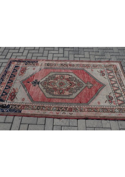 Eskitme Halı, Türk Halısı, Halı, 113 x 207 cm Kırmızı Halı, El Yapımı Alan Halı, Anadolusı Alan Halı,