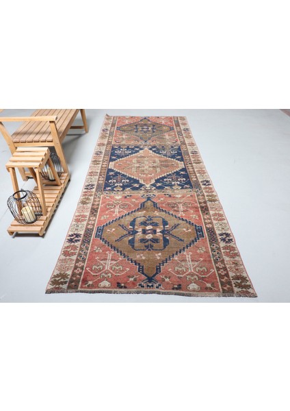 Türk Halısı, Eskitme Halı, Halı, 130 x 306 cm Mavi Halı, Dekoratif Büyük Halı, Kabilesı Salon Halı, 9