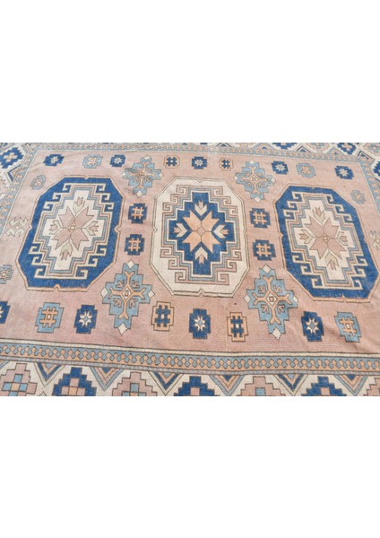 Türk Halısı, Eskitme Halı, Halı, 217 x 285 cm Mavi Halı, El Yapımı Büyük Halı, Dekoratif Yer Halı, 10