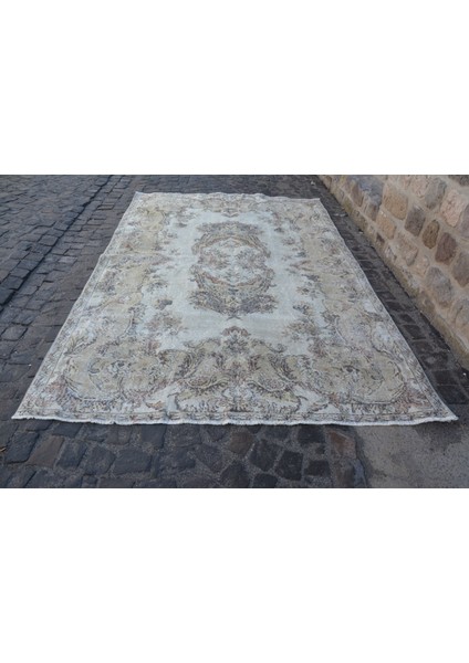 Eskitme Halı, Türk Halısı, Halı, 206 x 307 cm Bej Halı, Oturma Odası Halı, El Dokuma Büyük Halı, 423