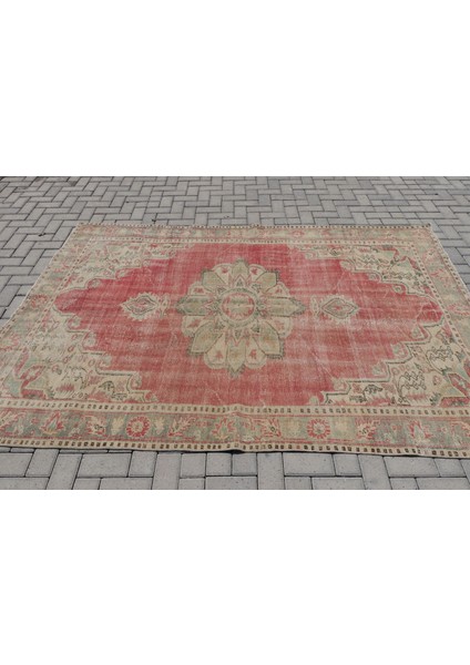 Eskitme Halı, Türk Halısı, Halı, 183 x 262 cm Kırmızı Halı, El Yapımı Büyük Halı, 6849 modelleri