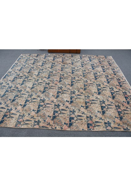 Eskitme Halı, Türk Halısı, Halı, 231 x 271 cm Mavi Halı, Organik Salon Halı, Yün Salon Halı, 11641