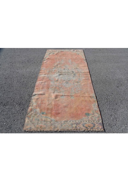 Eskitme Halı, Türk Halısı, Halı, 113 x 246 cm Turuncu Halı, Bohemsı Alan Halı, Yün Banyo Halı, 6503