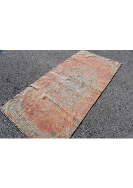 Eskitme Halı, Türk Halısı, Halı, 113 x 246 cm Turuncu Halı, Bohemsı Alan Halı, Yün Banyo Halı, 6503