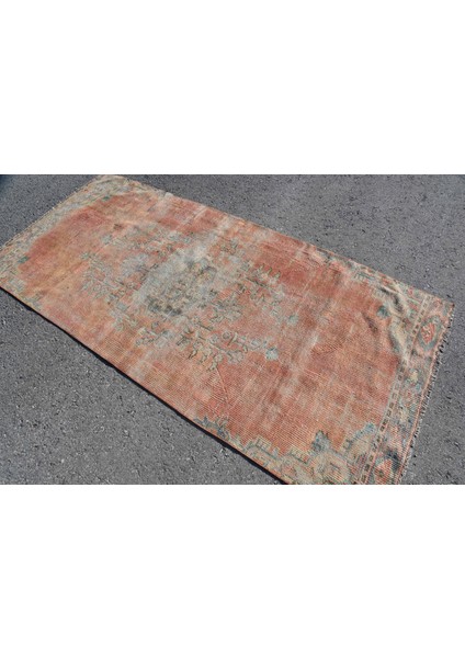 Eskitme Halı, Türk Halısı, Halı, 113 x 246 cm Turuncu Halı, Bohemsı Alan Halı, Yün Banyo Halı, 6503