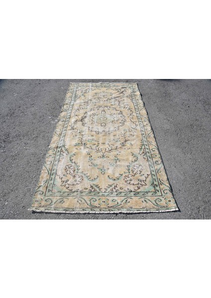 Eskitme Halı, Türk Halısı, Halı, 127 x 237 cm Turuncu Halı, Dekoratif Alan Halı, Yün Alan Halı, 6523