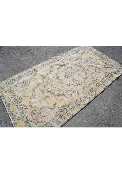 Eskitme Halı, Türk Halısı, Halı, 127 x 237 cm Turuncu Halı, Dekoratif Alan Halı, Yün Alan Halı, 6523