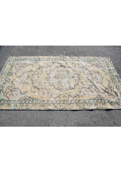 Eskitme Halı, Türk Halısı, Halı, 127 x 237 cm Turuncu Halı, Dekoratif Alan Halı, Yün Alan Halı, 6523