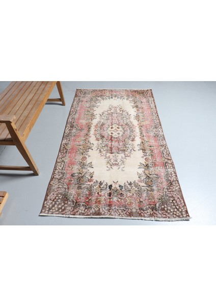 Eskitme Halı, Türk Halısı, Halı, 117 x 206 cm Bej Halı, Anadolusı Banyo Halı, El Yapımı Alan Halı, 91