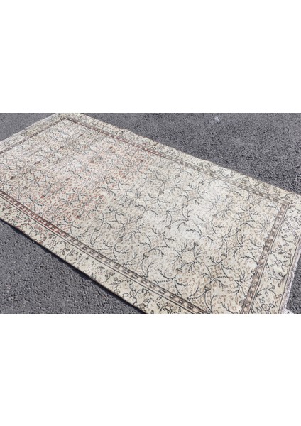 Eskitme Halı, Türk Halısı, Halı, 138 x 263 cm Bej Halı, El Dokuma Alan Halı, Dekoratif Alan Halı, 471