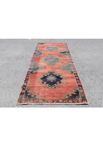 Eskitme Halı, Türk Halısı, Halı, 126 x 290 cm Kırmızı Halı, Dekoratif Banyo Halı, 3405