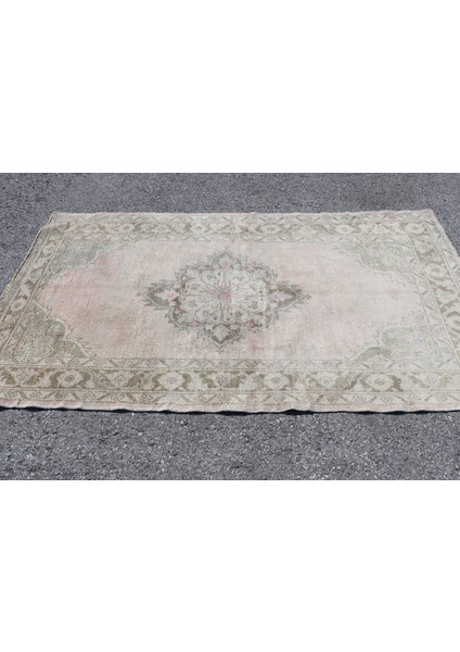 Türk Halısı, Eskitme Halı, Halı, 121 x 216 cm Bej Halı, Yün Banyo Halı, Dekoratif Banyo Halı, 3426
