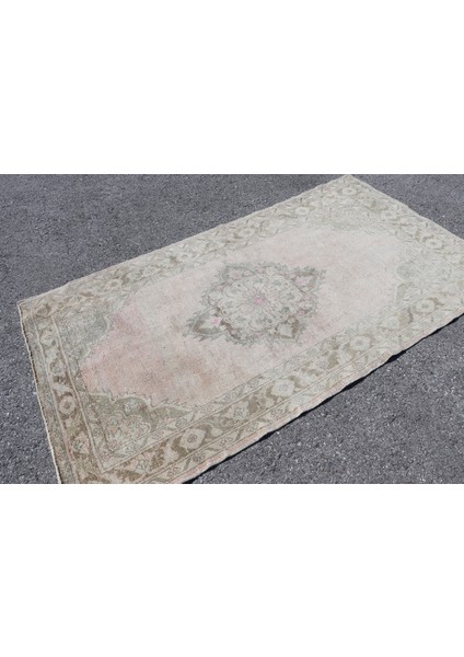 Türk Halısı, Eskitme Halı, Halı, 121 x 216 cm Bej Halı, Yün Banyo Halı, Dekoratif Banyo Halı, 3426