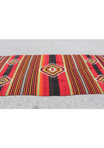 Eskitme Halı, Türk Halısı, Halı, 158 x 372 cm Kırmızı Halı, Yer Halı, El Yapımı Büyük Halı, 2108