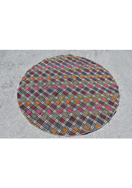 Eskitme Halı, Türk Halısı, Halı, 160 x 160 cm Siyah Halı, El Yapımı Alan Halı, Anadolusı Banyo Halı,