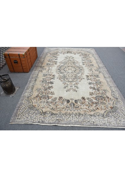 Türk Halısı, Eskitme Halı, Halı, 193 x 316 cm Bej Halı, Büyük Halı, Yün Salon Halı, 11390