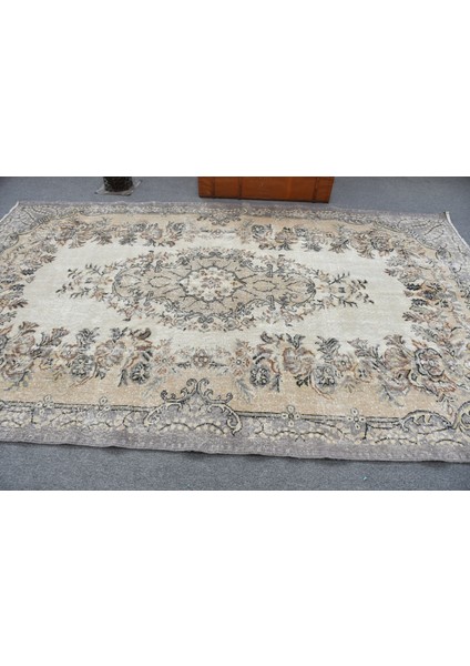 Türk Halısı, Eskitme Halı, Halı, 193 x 316 cm Bej Halı, Büyük Halı, Yün Salon Halı, 11390