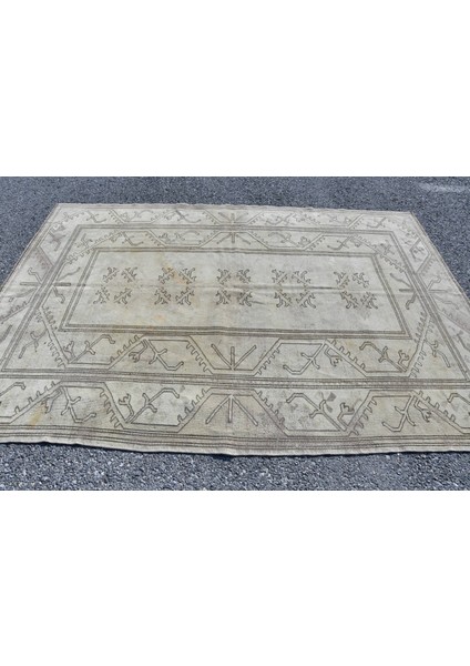 Türk Halısı, Eskitme Halı, Halı, 195 x 276 cm Bej Halı, El Dokuma Yer Halı, Büyük Halı, 8899