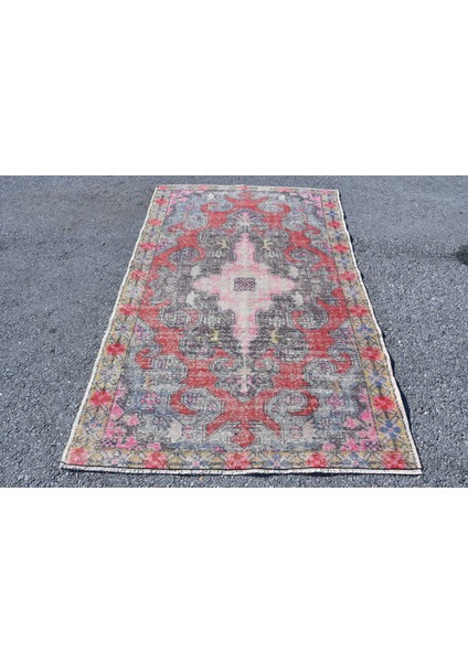 Türk Halısı, Eskitme Halı, Halı, 141 x 226 cm Kırmızı Halı, Organik Banyo Halı, Bahçe Banyo Halı, 889