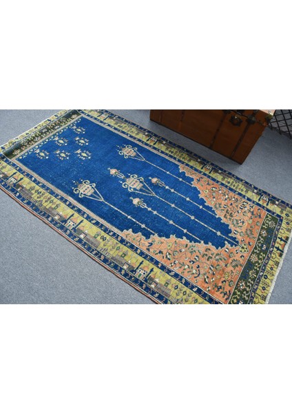 Türk Halısı, Eskitme Halı, Halı, 125 x 223 cm Mavi Halı, Ofice Alan Halı, El Dokuma Alan Halı, 11851