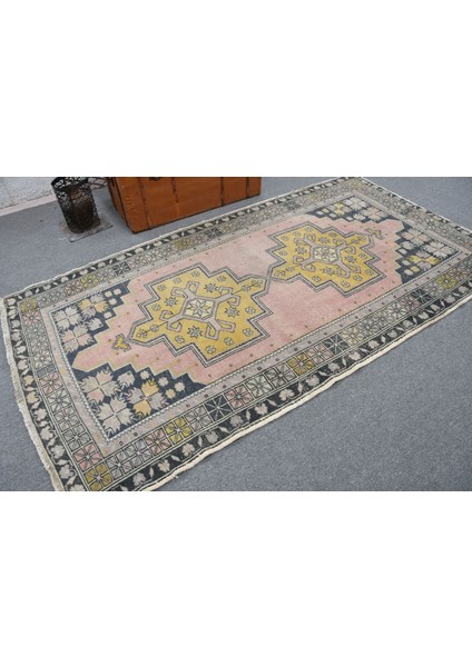 Eskitme Halı, Türk Halısı, Halı, 141 x 267 cm Pempe Halı, Ofice Salon Halı, Organik Büyük Halı, 11749