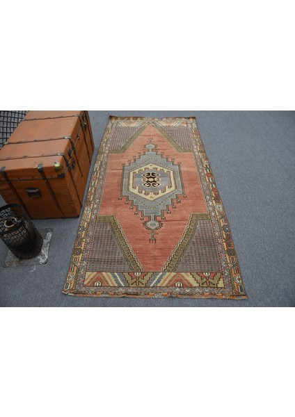 Eskitme Halı, Türk Halısı, Halı, 109 x 222 cm Kırmızı Halı, El Dokuma Banyo Halı, 11757