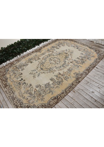 Türk Halısı, Eskitme Halı, Halı, 173 x 265 cm Sarı Halı, Kabilesı Oturma Odası Halı, 7337