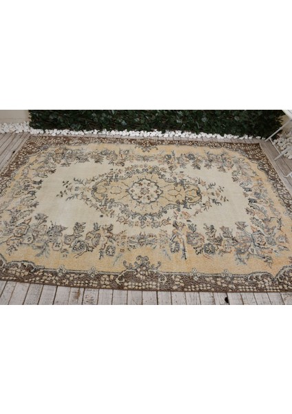 Türk Halısı, Eskitme Halı, Halı, 173 x 265 cm Sarı Halı, Kabilesı Oturma Odası Halı, 7337