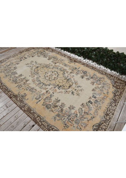 Türk Halısı, Eskitme Halı, Halı, 173 x 265 cm Sarı Halı, Kabilesı Oturma Odası Halı, 7337