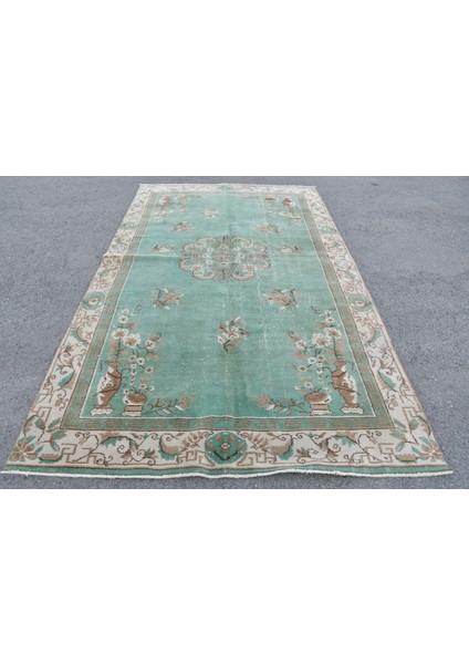 Eskitme Halı, Türk Halısı, Halı, 180 x 311 cm Yeşil Halı, Bohemsı Büyük Halı, Ofice Oturma Odası Halı,