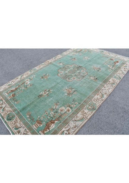 Eskitme Halı, Türk Halısı, Halı, 180 x 311 cm Yeşil Halı, Bohemsı Büyük Halı, Ofice Oturma Odası Halı,