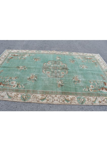 Eskitme Halı, Türk Halısı, Halı, 180 x 311 cm Yeşil Halı, Bohemsı Büyük Halı, Ofice Oturma Odası Halı,