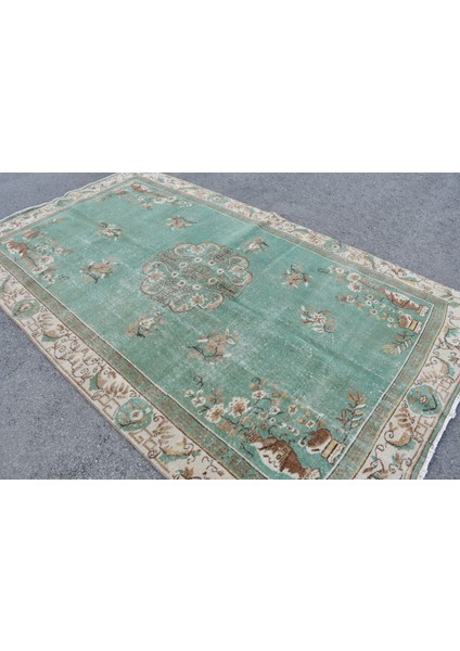 Eskitme Halı, Türk Halısı, Halı, 180 x 311 cm Yeşil Halı, Bohemsı Büyük Halı, Ofice Oturma Odası Halı,