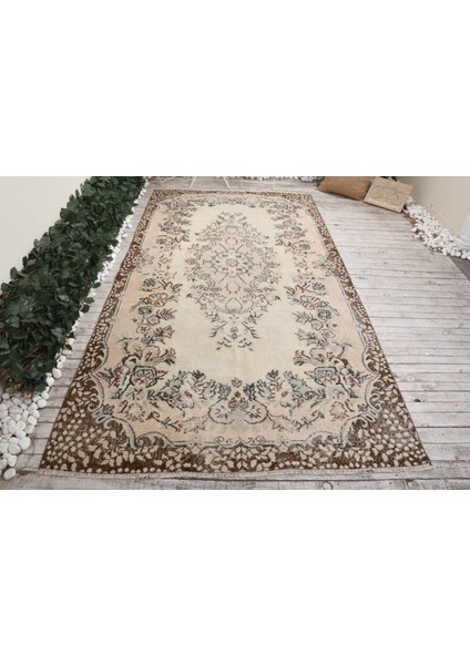 Türk Halısı, Eskitme Halı, Halı, 166 x 306 cm Bej Halı, Dekoratif Oturma Odası Halı, 3419