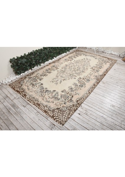 Türk Halısı, Eskitme Halı, Halı, 166 x 306 cm Bej Halı, Dekoratif Oturma Odası Halı, 3419
