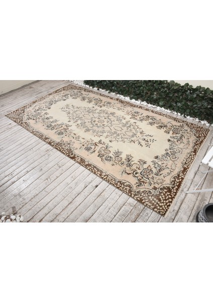 Türk Halısı, Eskitme Halı, Halı, 166 x 306 cm Bej Halı, Dekoratif Oturma Odası Halı, 3419