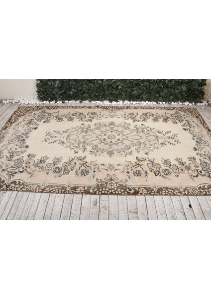 Türk Halısı, Eskitme Halı, Halı, 166 x 306 cm Bej Halı, Dekoratif Oturma Odası Halı, 3419