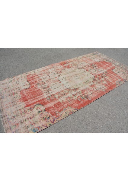 Eskitme Halı, Türk Halısı, Halı, 136 x 287 cm Kırmızı Halı, Anadolusı Oturma Odası Halı, 7527